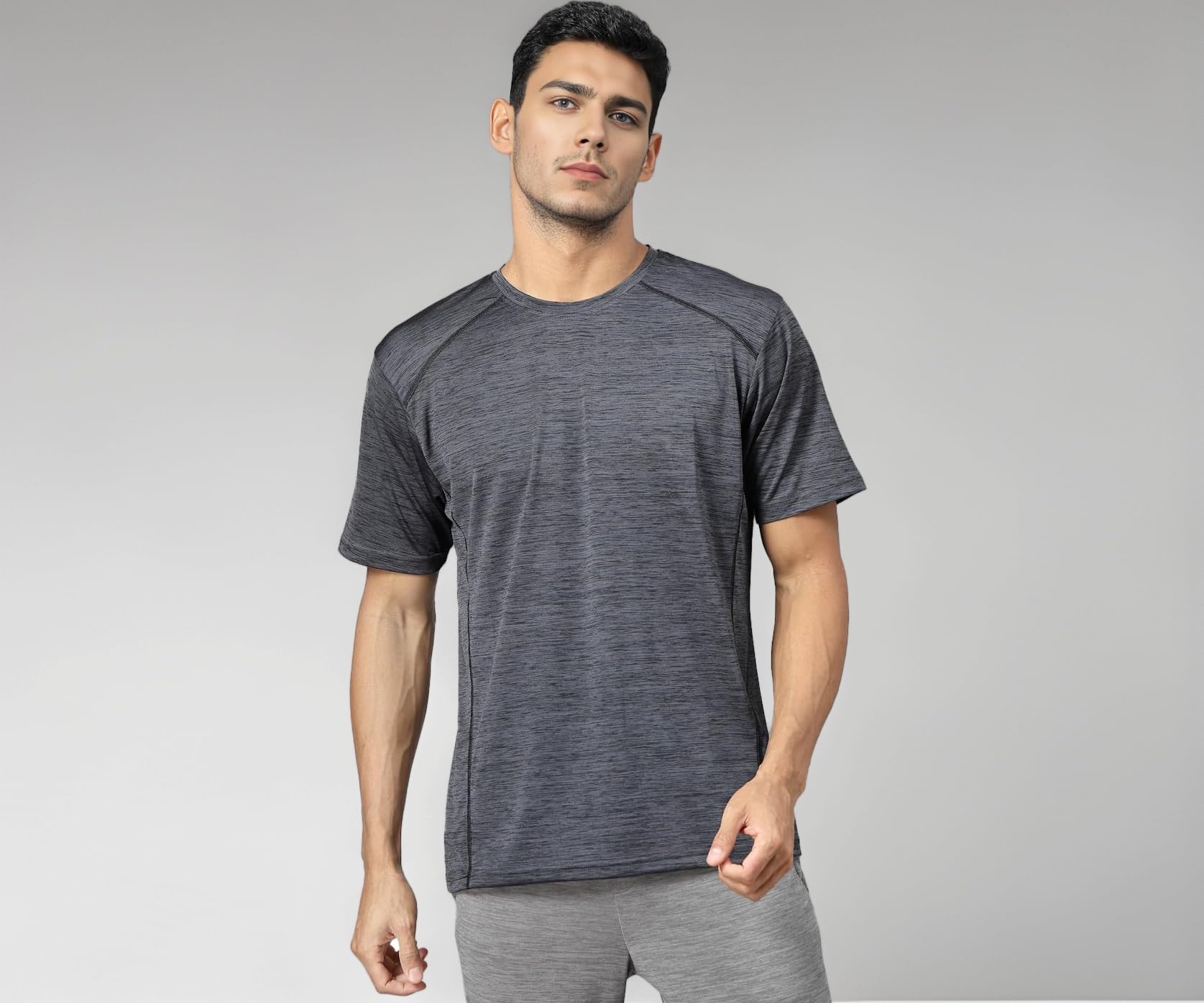 Men's Polyester Regular Fit Round Neck Regular Dry Fit Gym Sports T-Shirt