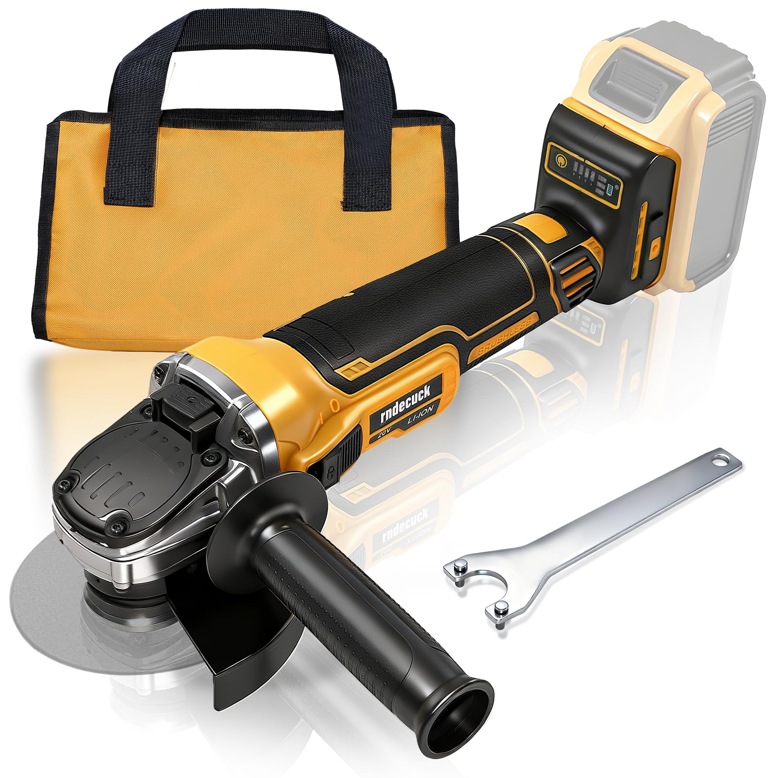 Bezszczotkowa szlifierka kątowa kompatybilna z akumulatorem Dewalt 20 V Max (bez baterii), zmienna prędkość, bezprzewodowe 10-1,3 cm narzędzie z pomocniczym uchwytem, torba do cięcia