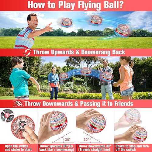 Miniatura 2 de Juguetes de bola voladora, bola mágica de orbe volador con luces LED giratorias, 2024, mini drones recargables mejorados, juguetes voladores para