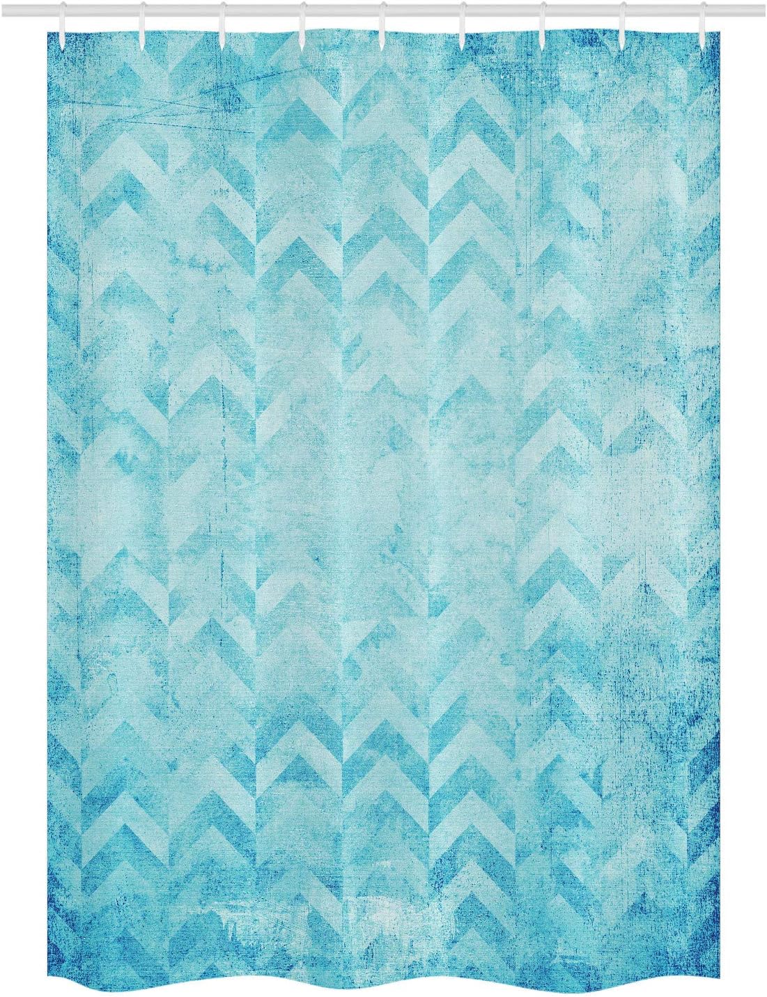 Ambesonne Turquoise Stall Shower Curtain, Geometric Design Chevron Patterns on Old Vintage Paper Contemporary Art Print, Fabric Bathroom Decor Set with Hooks, 54" W x 78" L, Turquoise