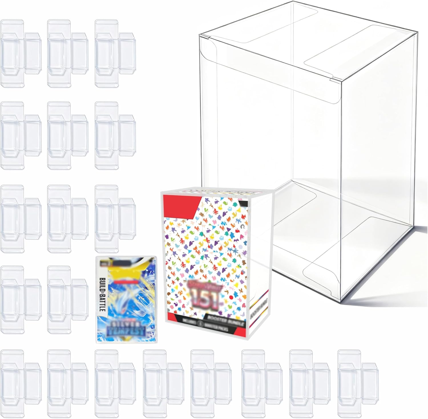 20 PCS Clear PET Plastic Protector Case for Booster Bundle / Build & Battle 0.45mm Thick Foldable Clear Display Box Plastic Display Case (20 PCS)
