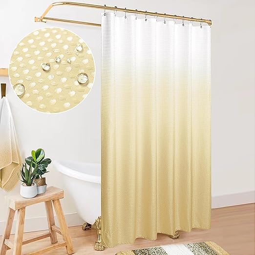 Mrs.Naturall Shower Curtain Gold Accents Bathroom Sets with