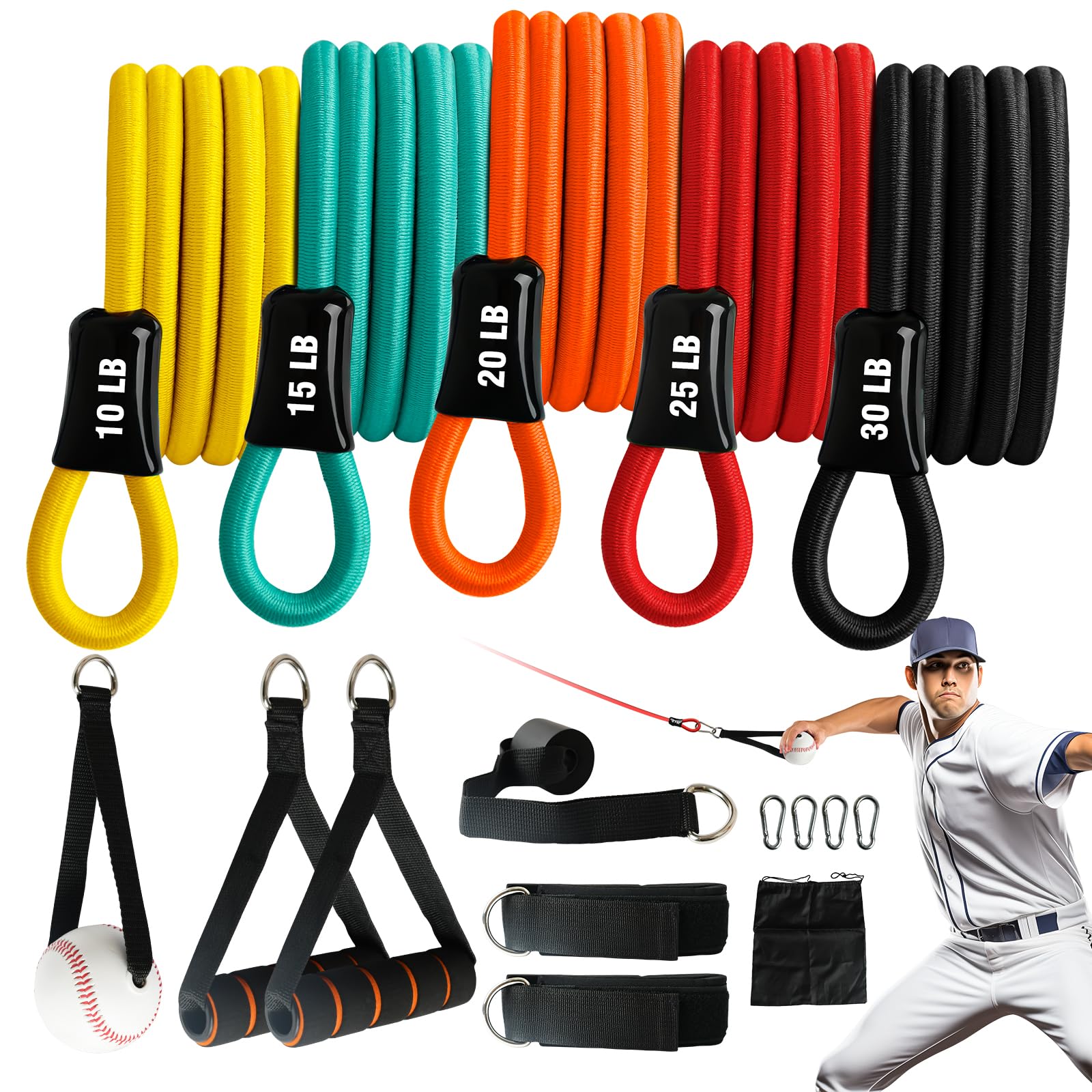 Baseball Resistance Arm Bands - Baseball Bands for Arm Strength Durable Baseball Bands with Interchangeable Grips Ideal for