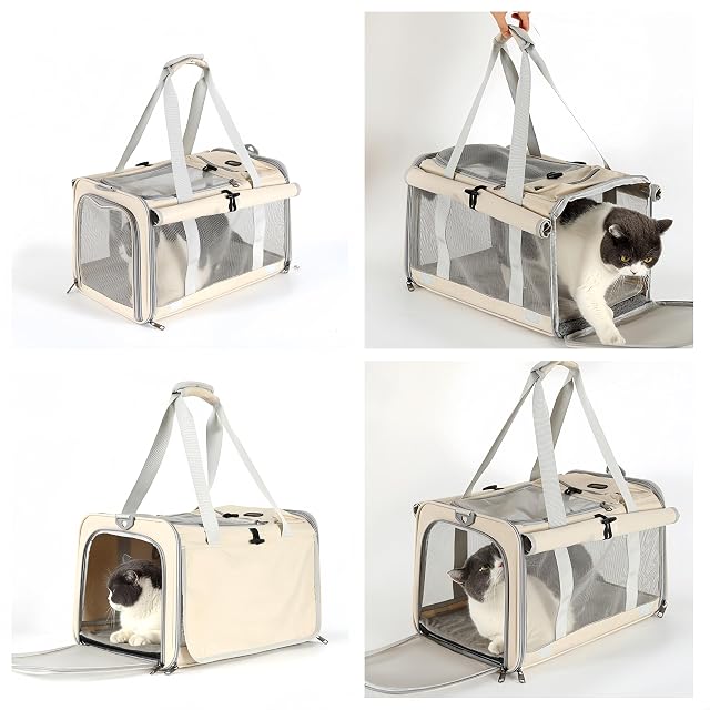 Foto 7 de 8 de Transportín Bolsa Porta Mascota Gato Perro 8kg, Bolsa Bandolera para Viaje con Cremalleras de Seguridad