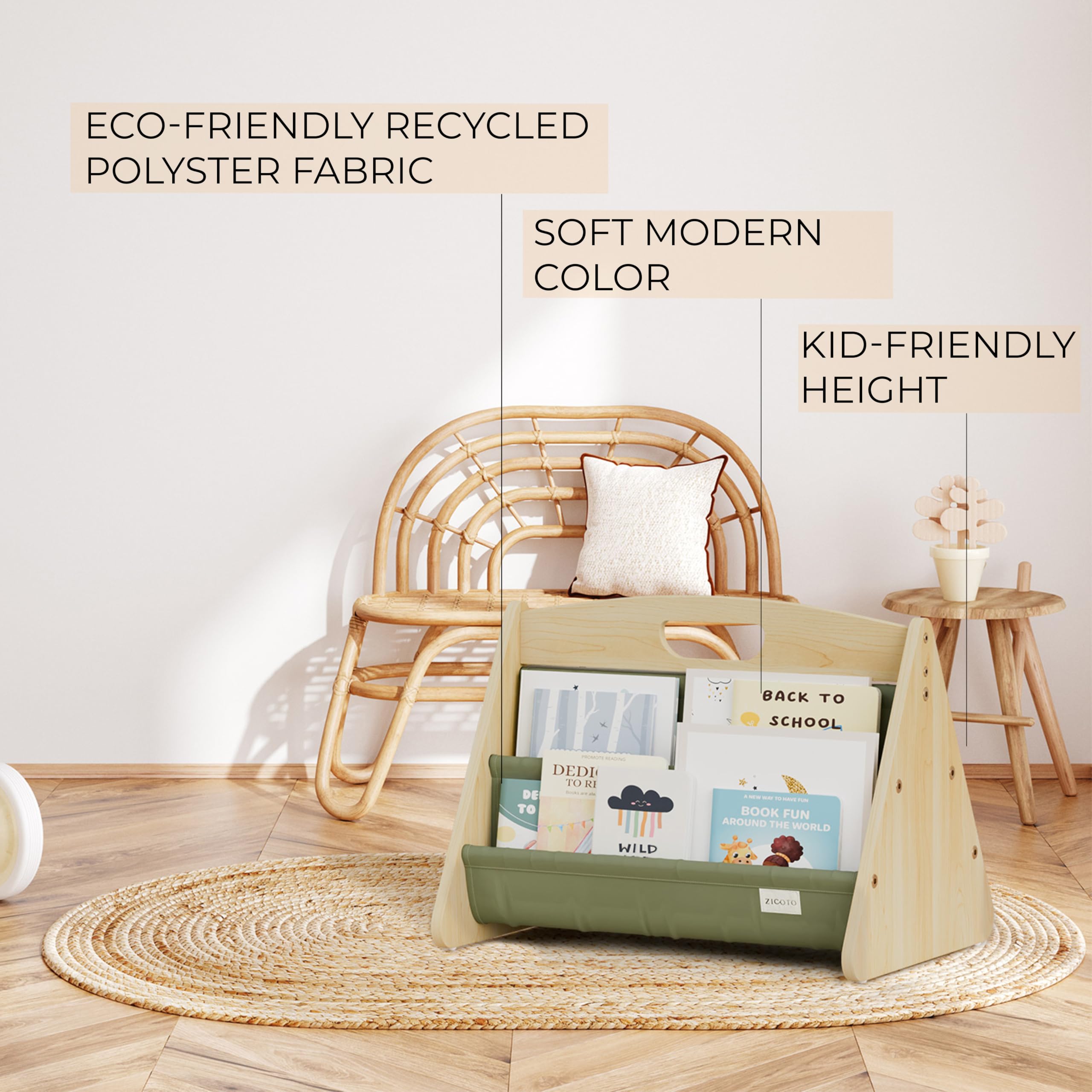 Estantería decorativa para niños pequeños y niños – Hermoso estante Montessori para mostrar todos los libros para tu pequeño – El organizador de guardería perfecto para el dormitorio de tu bebé/niño y 7