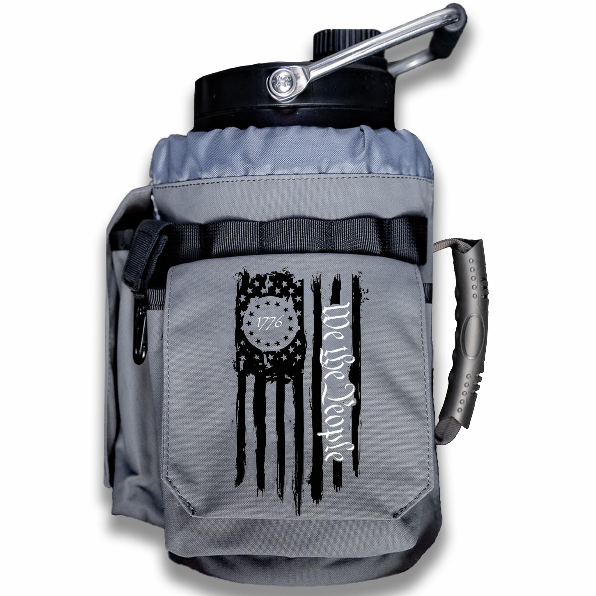 Iron Infidel Battle Bottle - One Gallon Insulated Water Bottle with Dual Carry Handles - 128 oz Tactical Stainless Steel Water Jug &amp; Rugged Extra Large Sleeve With Storage (Betsy 128 Ounces)