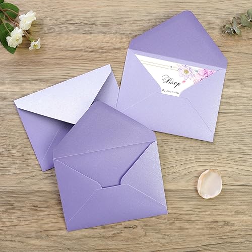 Miniatura 2 de PONATIA Paquete de 50 sobres A1, 3 58 x 5 18 pulgadas, sobres lilas perfectos para tarjetas de boda, tarjetas de confirmación, tarjetas de