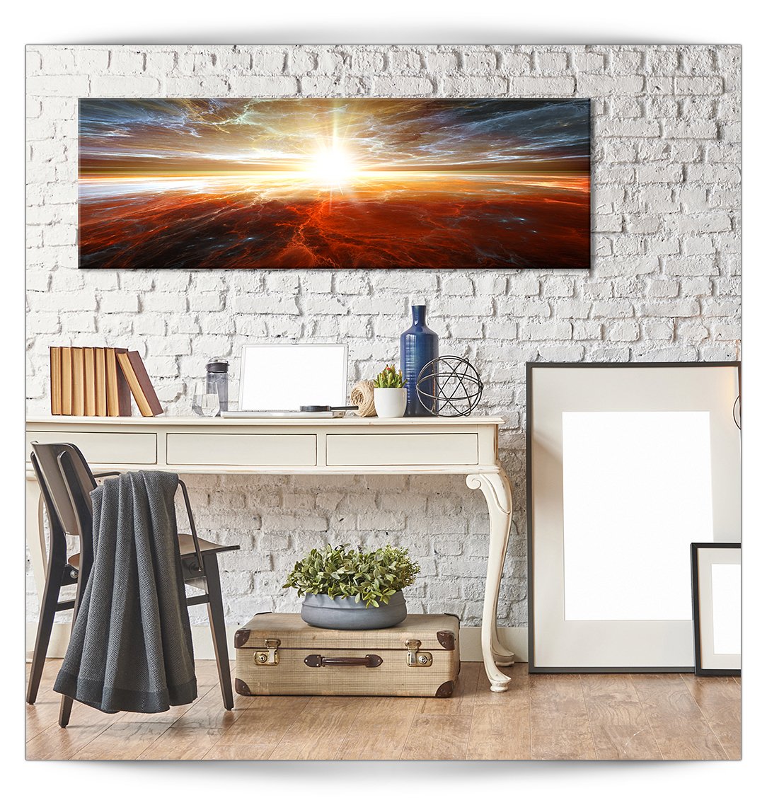 decomonkey Akustikbild Abstrakt Sonne 135x45 cm 1 Teilig Leinwand Modern