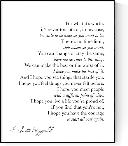 Por lo que vale Cita de F. Scott Fitzgerald Impresión artística (8x10)