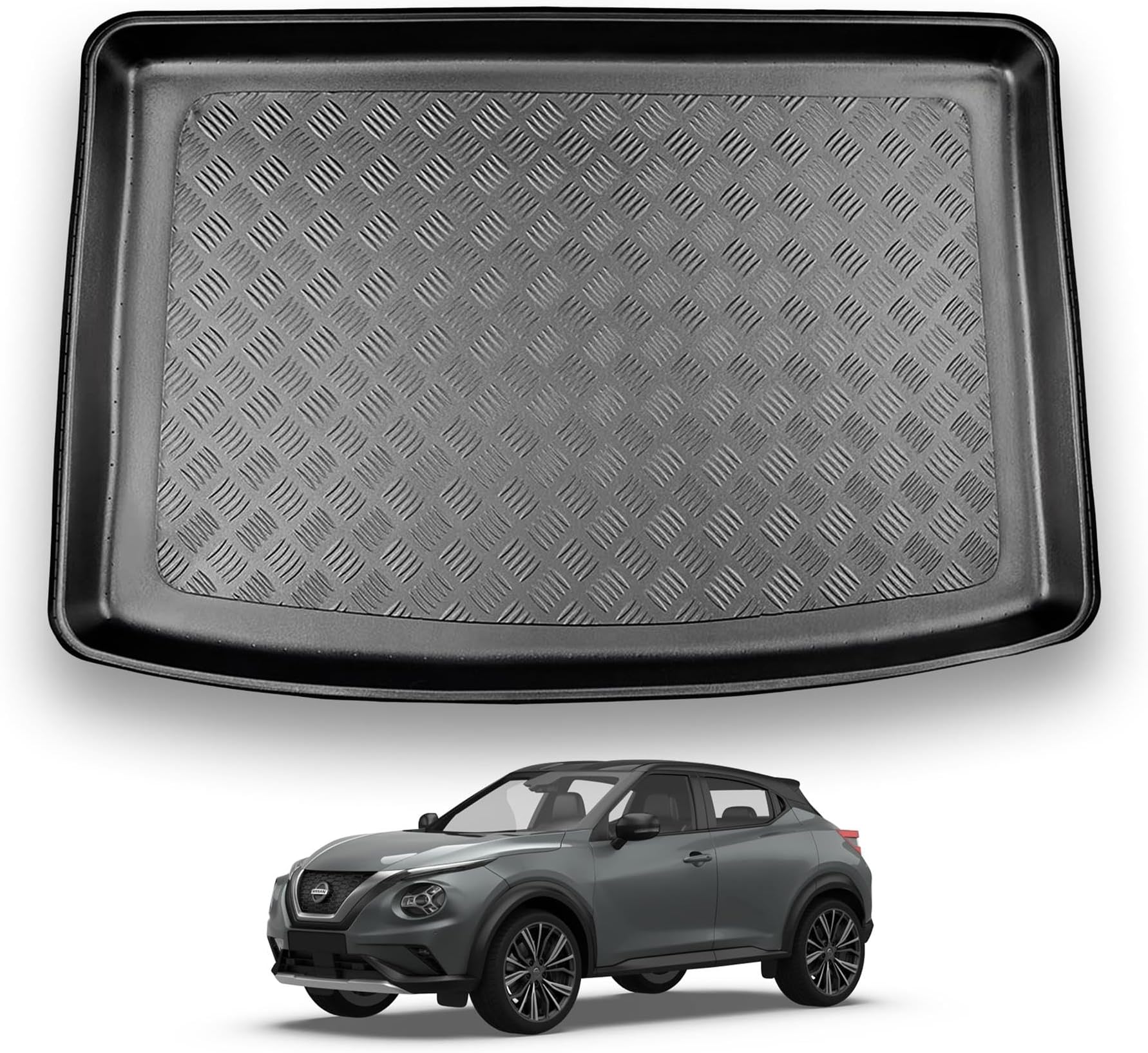 NOMAD Nissan Juke (2022+) Boot Liner [Hybrid Models] Tailored Fit Car Floor Mat Protector Non Slip Waterproof Raised Edges Compatible Custom Fit Accessory Black Dog & Pet Friendly