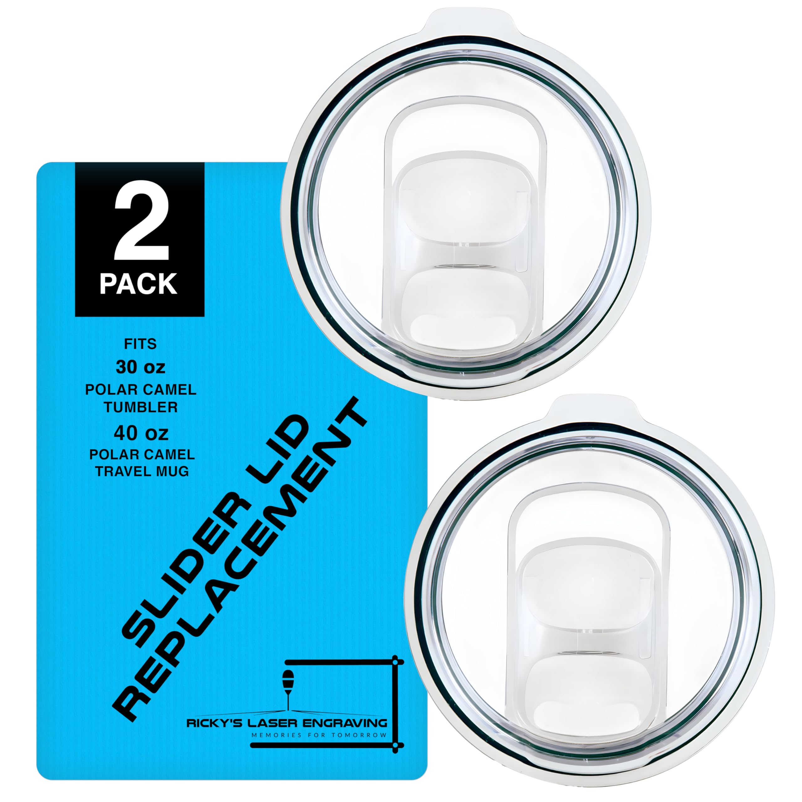 Polar Camel 30 oz Tumbler and 40 oz Travel Mug - Slider Lid Replacement (2-Pack) Perfect Fit