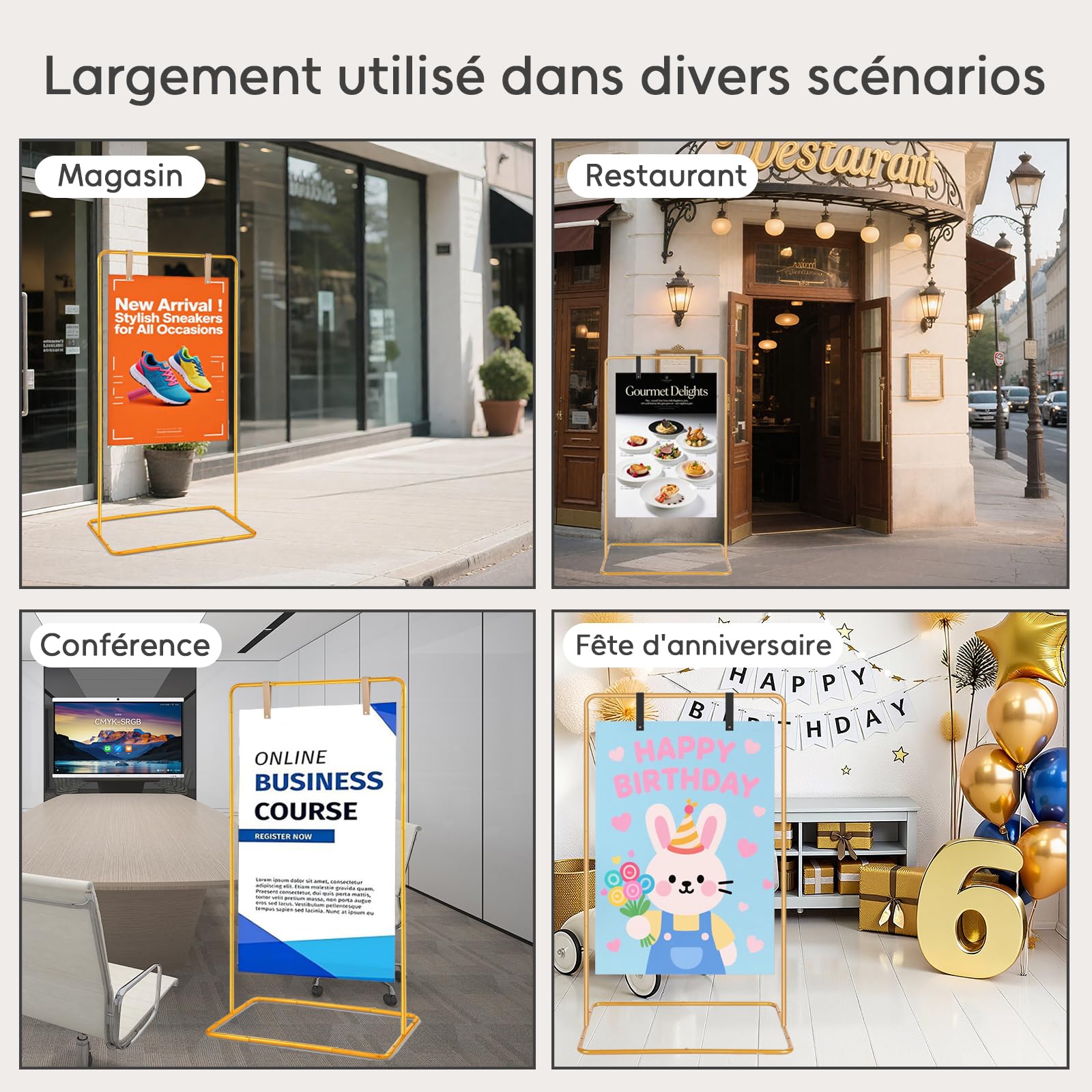 Support De Panneau De Mariage Réglable 164 Cm – Avec Sangles Cuir, Pour Plan De Table, Bienvenue