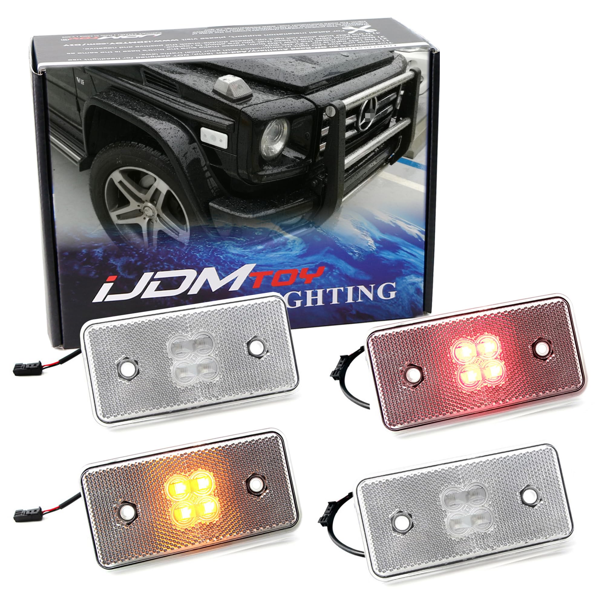 Amazon.com: iJDMTOY Clear Lens Amber/Red Full LED Side Marker