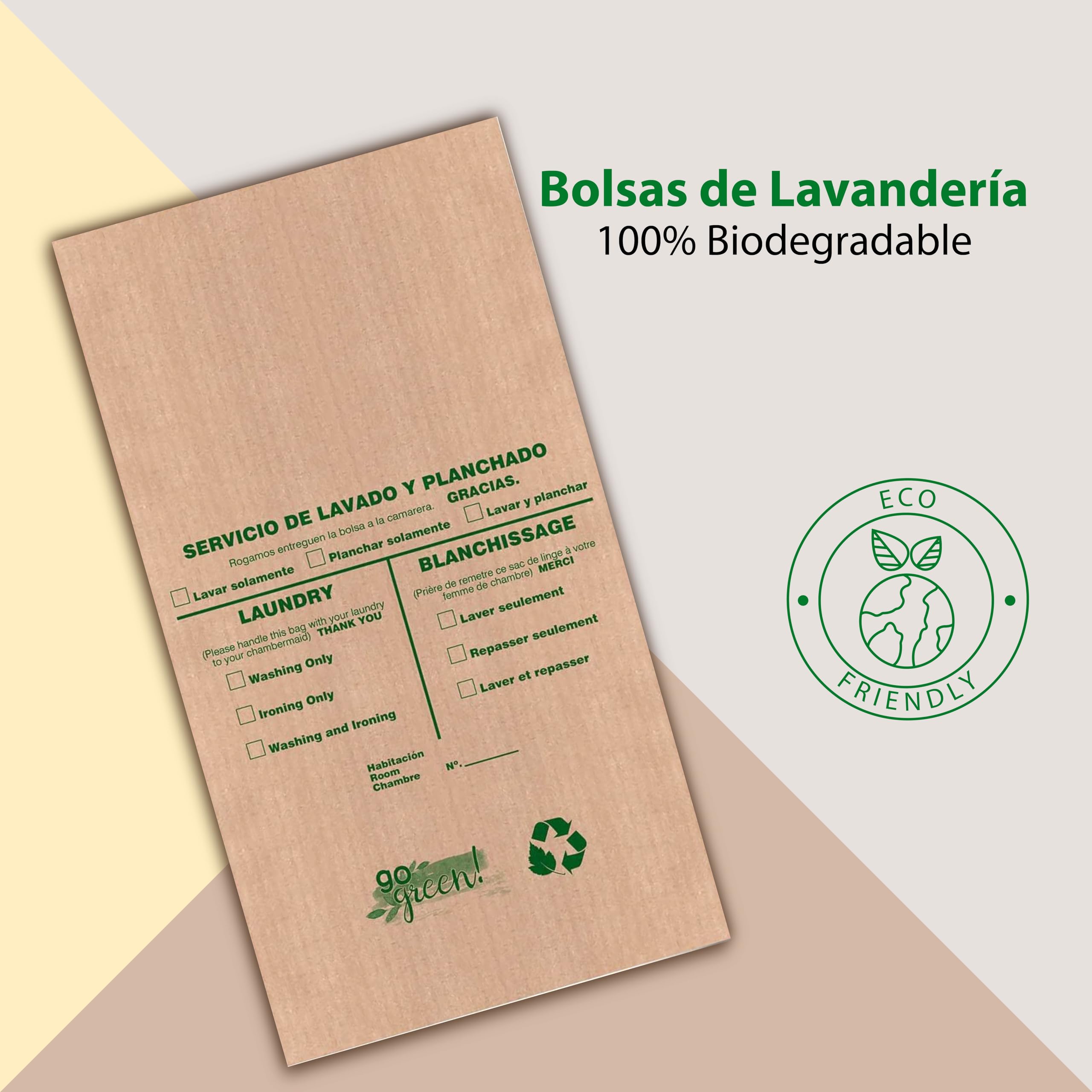 250 Sacchetti per lavanderia Eco usa e getta | Buste biodegradabili per il servizio lavanderia degli hotel| 100% sostenibile ed ecologica | 100% Made in Spain
