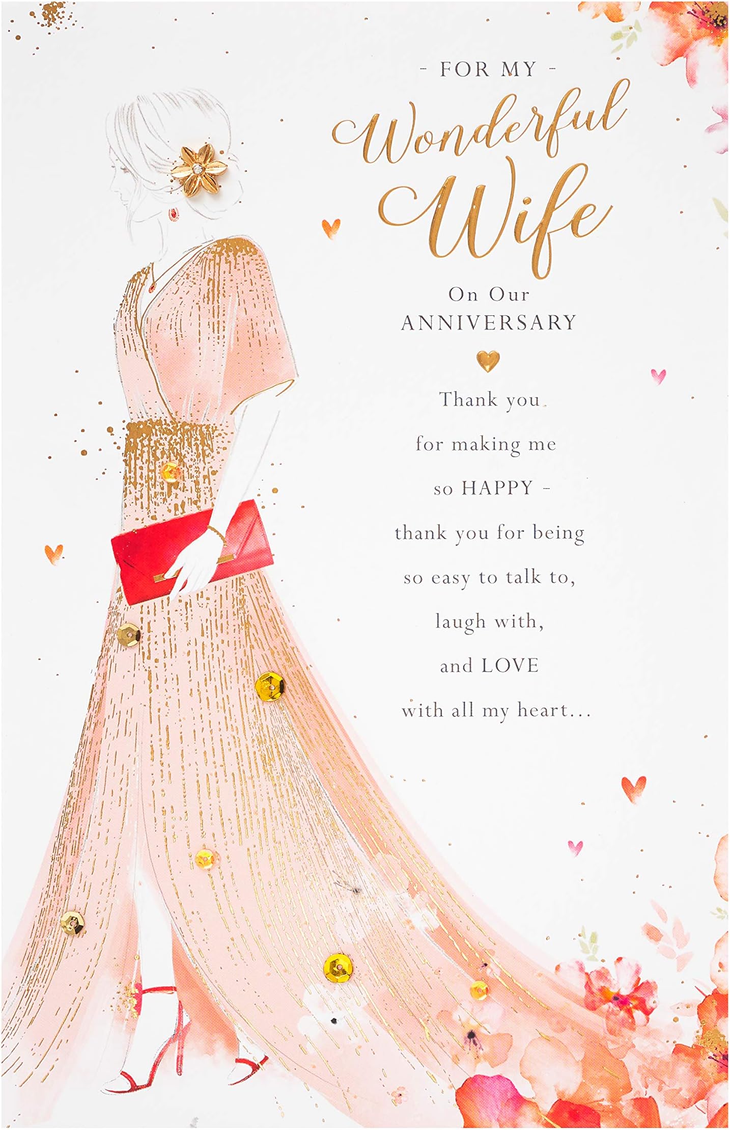Wife Anniversary Card - Anniversary Card for Wife - Anniversary Card Wife Romantic - Anniversary Card Large - Luxury Anniversary Card for Her - Card for Her