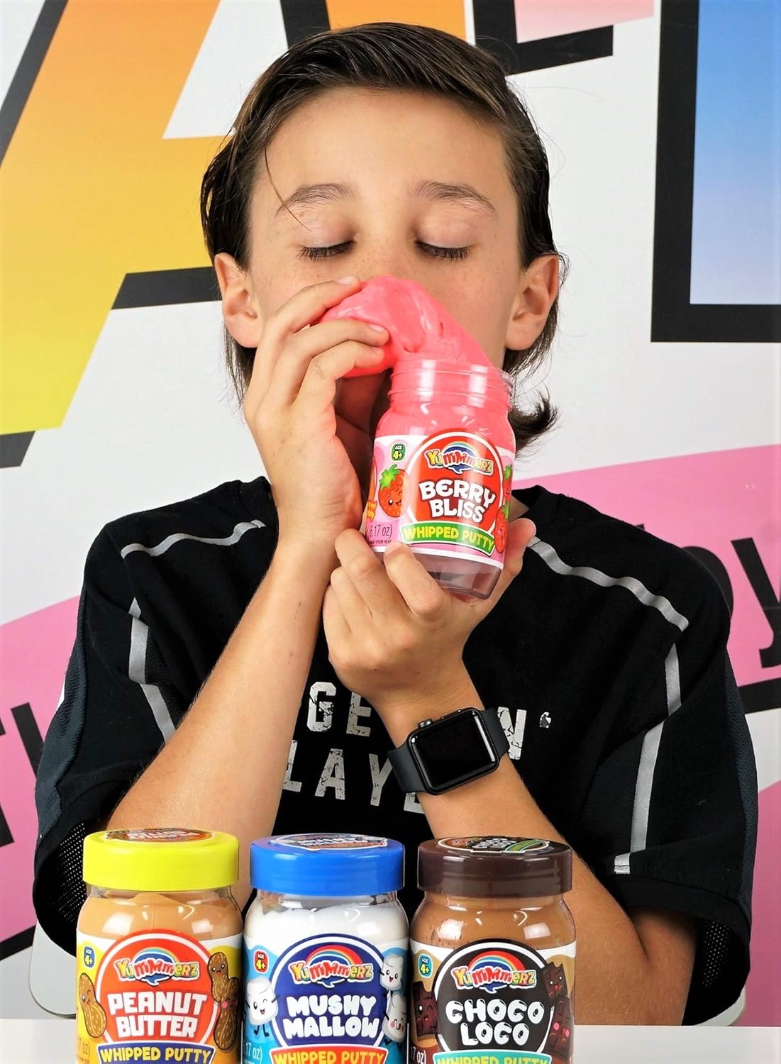 JA-RU Scented Sensory Putty for Kids (3 Assorted Scented Slime) Marshmallow, Chocolate, Peanut Butter, & Strawberry Slime Party Favors for Kids. Stress Relief Toys. PB-CH-BB-5353-3p