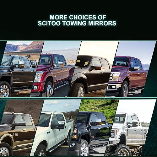 Miniatura 7 de SCITOO Espejos de remolque, espejos de remolque negros para camioneta 2008-13 para Chevy SilveradoSierra 1500 con par LH RH Power Adjusted, sin luz
