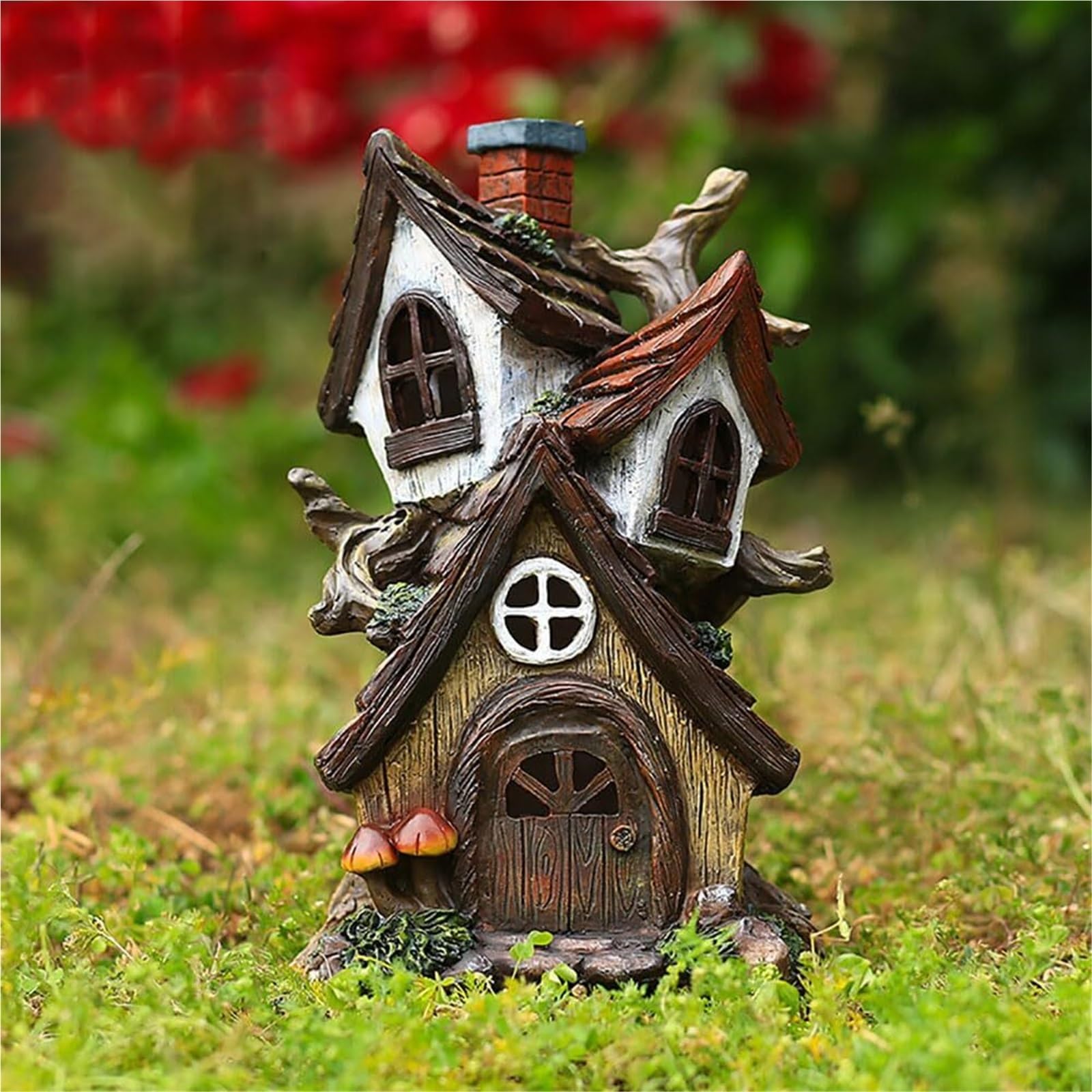 Arredo da giardino Statua del giardino incantato delle fate, scultura della casa sull'albero da all'aperto Arredo da esterno