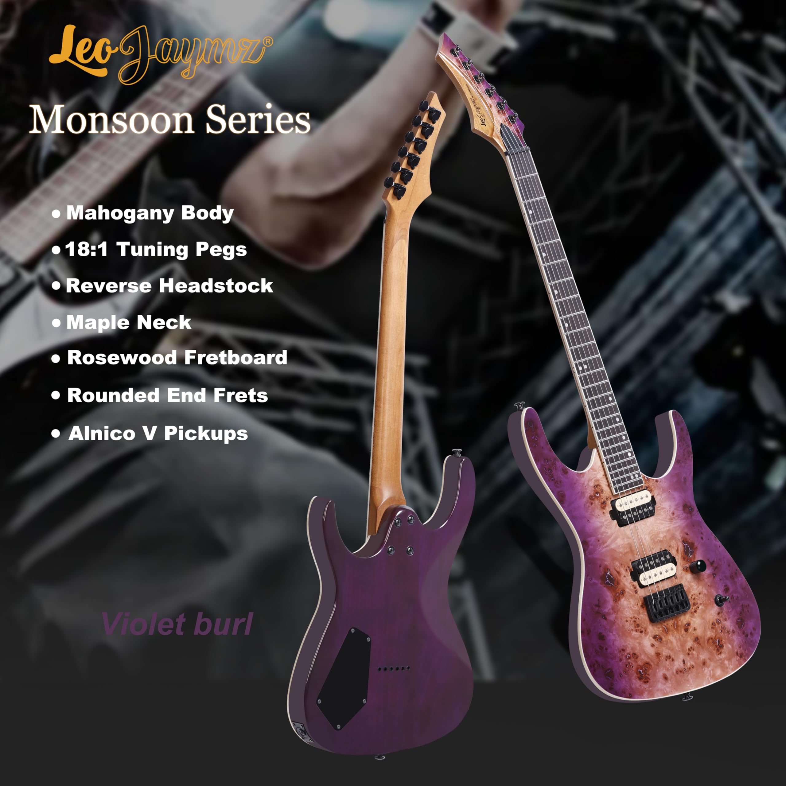 Leo Jaymz Hurricane Series Electric Guitar, Double Cut