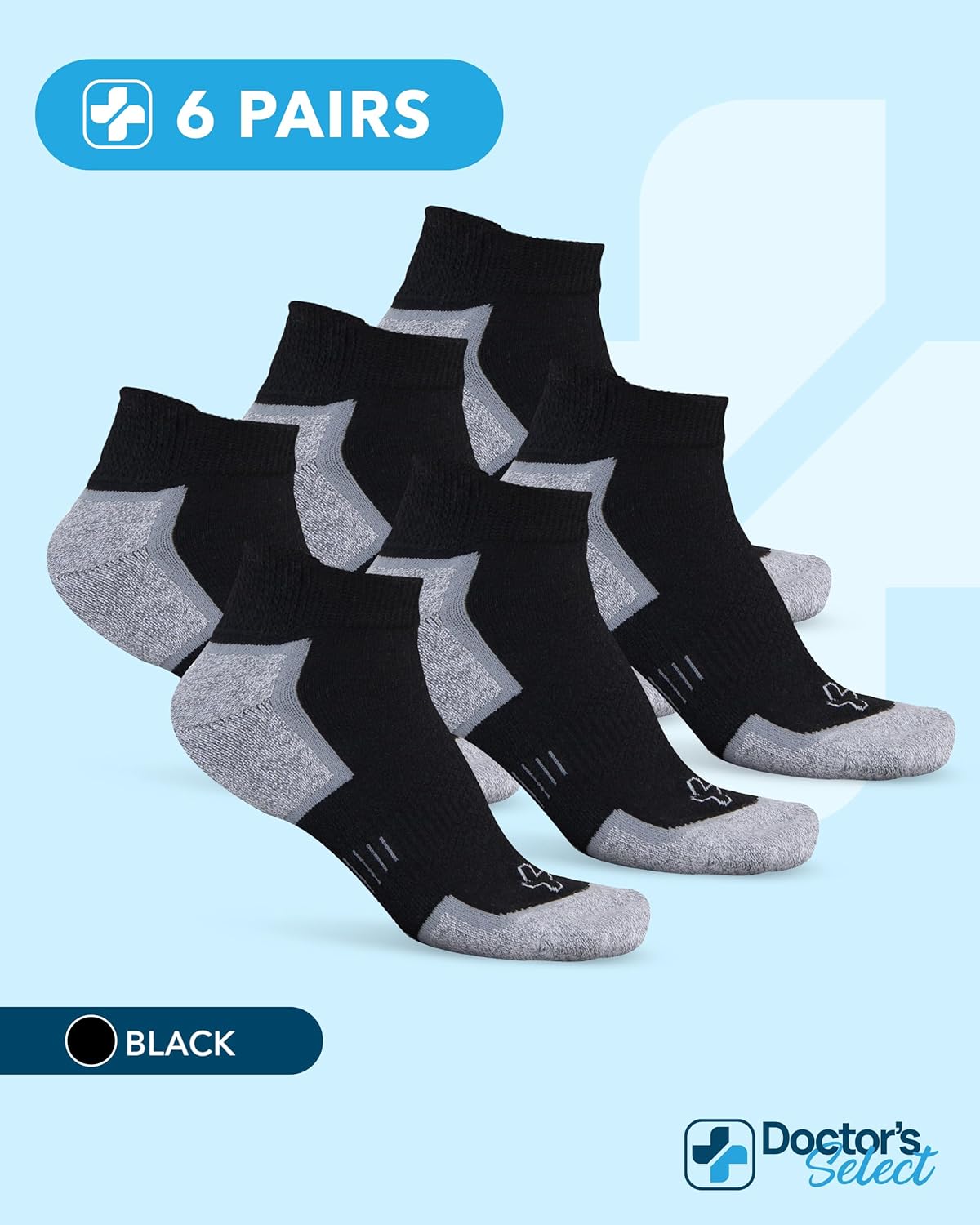 Doctor's Select Bamboo Viscose Diabetic Socks for Women & Men - 6 Pairs, Viscose Bamboo Socks Woman, Low Cut, Non Binding - Image 5