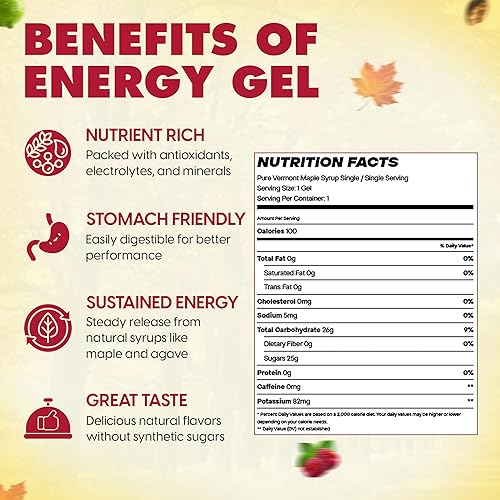 Miniatura 2 de UnTapped Paquete de 20 geles energéticos de jarabe de arce, 5 sabores totalmente naturales, incluyendo café, frambuesa, arce puro, cítricos y cacao,