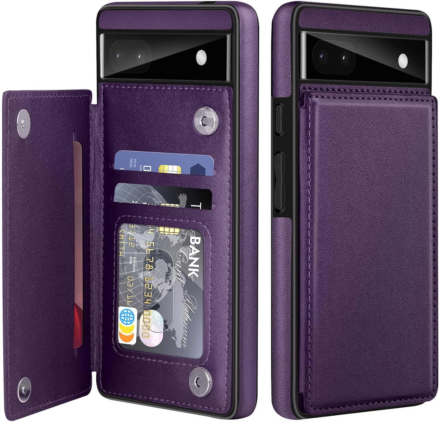 Bizzib for Google Pixel 6A Case Leather Wallet with Card