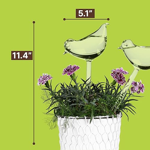 Miniatura 5 de Pájaros de vidrio duraderos, globos de riego para plantas, pajitas de riego automático, paquete de 3 regalos para jardineros, bombillas de riego de