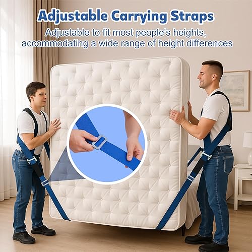 Miniatura 5 de NOCOEX Correas de elevación para objetos pesados correas móviles para muebles, sistema de elevación y movimiento para 2 personas con almohadilla