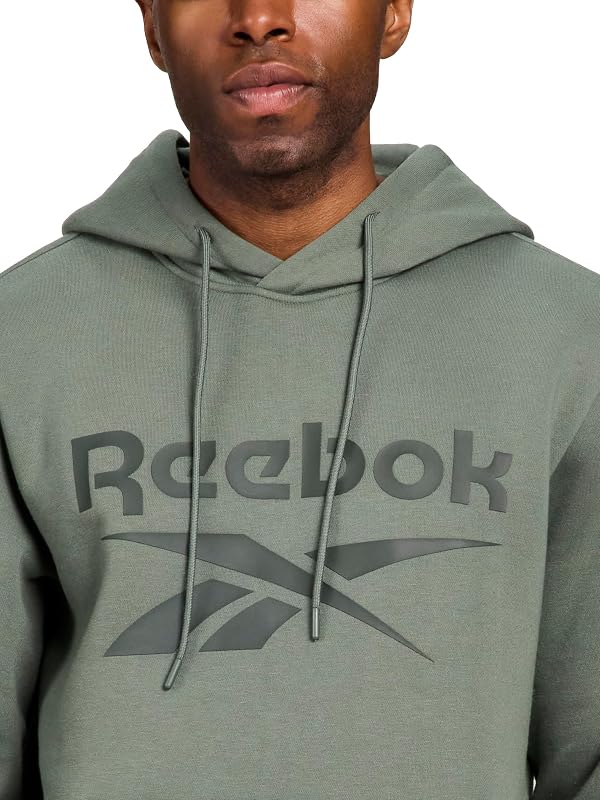 Reebok Cotton Fleece Hooded Sweatshirt, Duck Green, Medium image 4