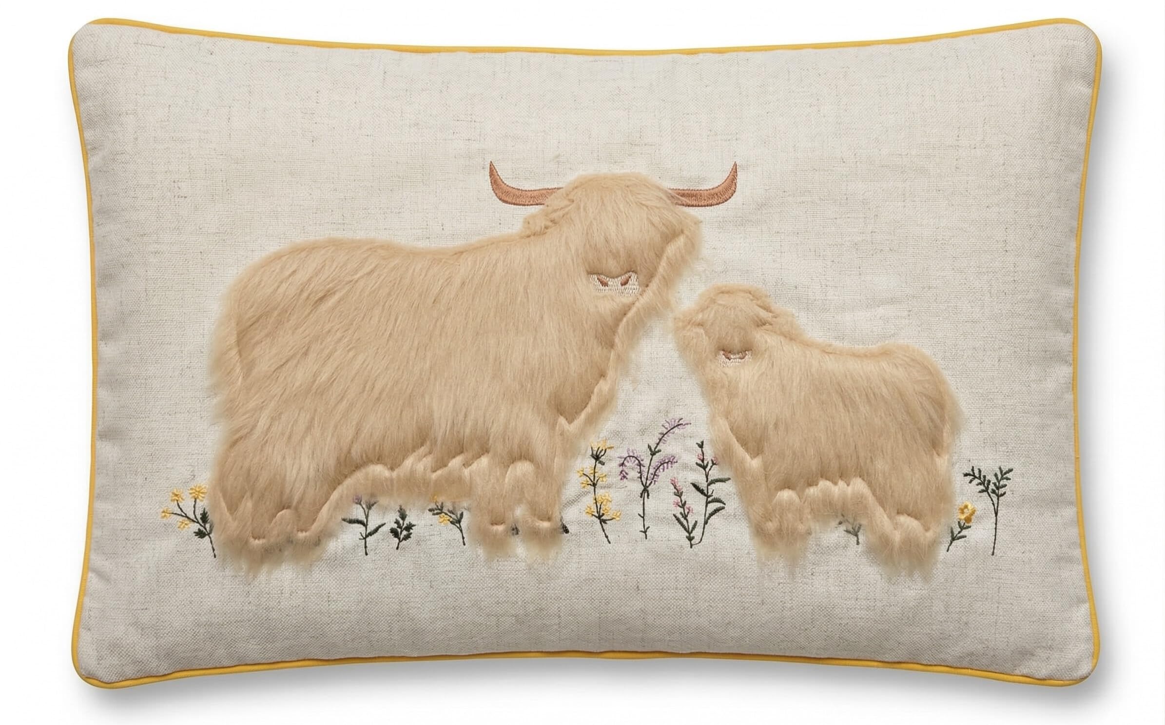 Housse de coussin Highland Cattle pour salon chalet et campagne