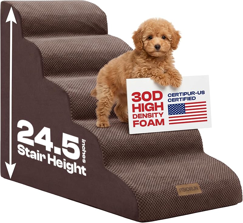 Escada para cães e gatos com 5 degraus em espuma para camas altas Miorun, 62 cm
