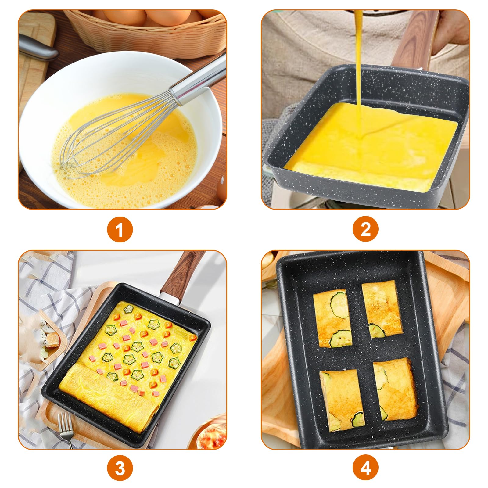 Tamagoyaki patelnia indukcyjna z silikonową szpatułką, japońska patelnia do jajek, Wielkanoc, zdejmowany uchwyt, zielona, patelnie do omletów