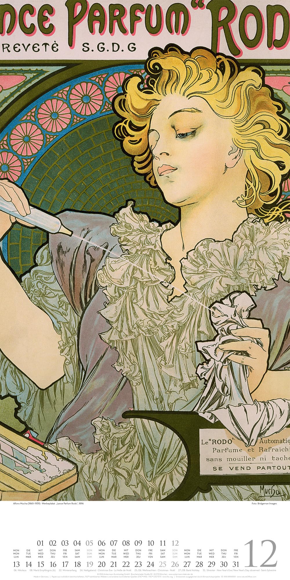 Alfons Mucha Kalender 2027: Geschmackvoller Kunst-Kalender im schlanken Hochformat (33x66 cm) | Plakatkunst des Jugendsstils