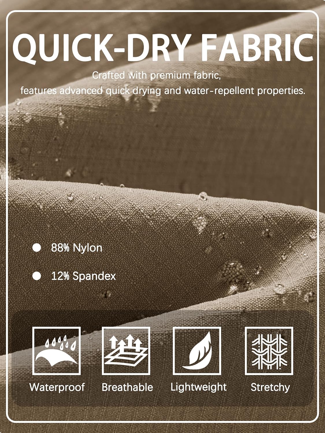 Men's Hiking Pants Quick-Dry Lightweight Waterproof Travel Outdoor Camping Hunting Fishing Work Cargo Pants - Image 3