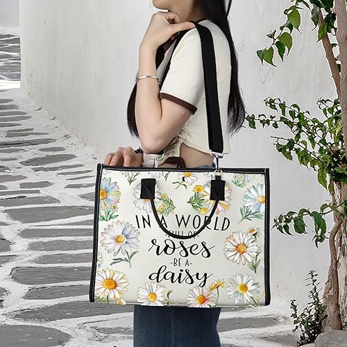 Miniatura 3 de LEVLO Bolsa de cosméticos de flores de margaritas, regalo para amantes de las margaritas, regalo en un mundo lleno de rosas, bolsa de maquillaje con