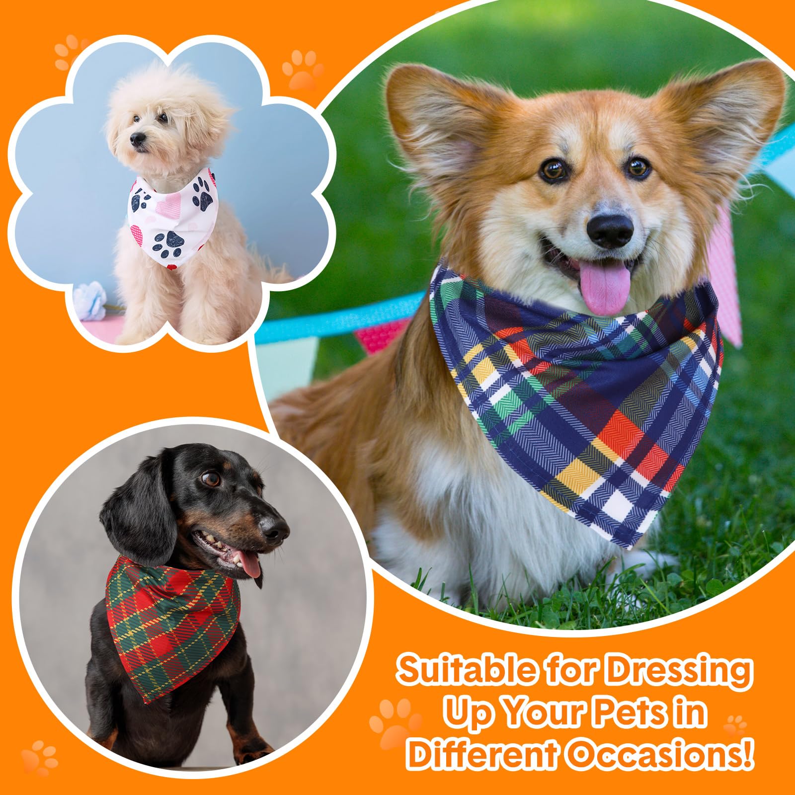 Niedliche Hundehalstücher für Hunde, Dreieckstuch für Welpen, Halstuch, Halstuch, Bandanas für große, mittelgroße und kleine Haustiere, Kostümzubehör, 120 Stück (rustikaler Stil)