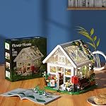 Flower House Building Set, Garden House Building Set with LED Light, Creative Building Playset, Build Beautiful Greehouse Model,Great Toys for Friends and Girls (597 Pieces)