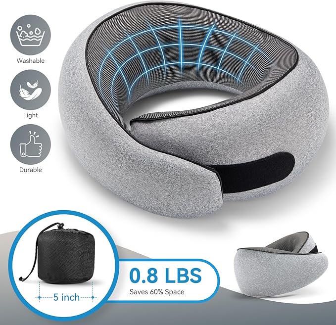 Almohada de Viaje Viscoelástica Transpirable Oscura miniatura 5