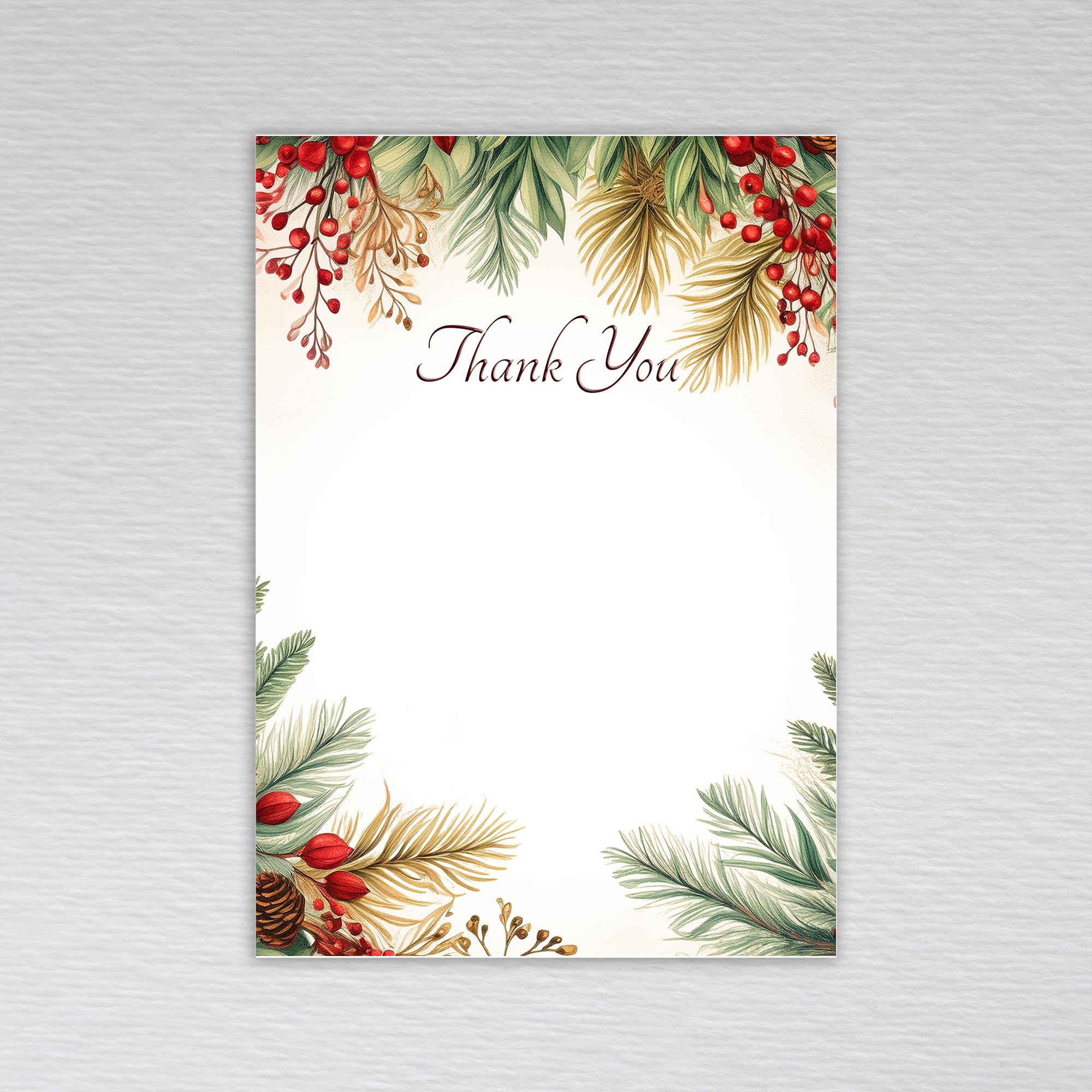 Webspectations Red Berry Christmas Thank You Cards / A6 Postcard Style Non-folded Thankyou Notecards: Red Berry Winter Wedding Thank You Cards (Pack of 50 without Envelopes)
