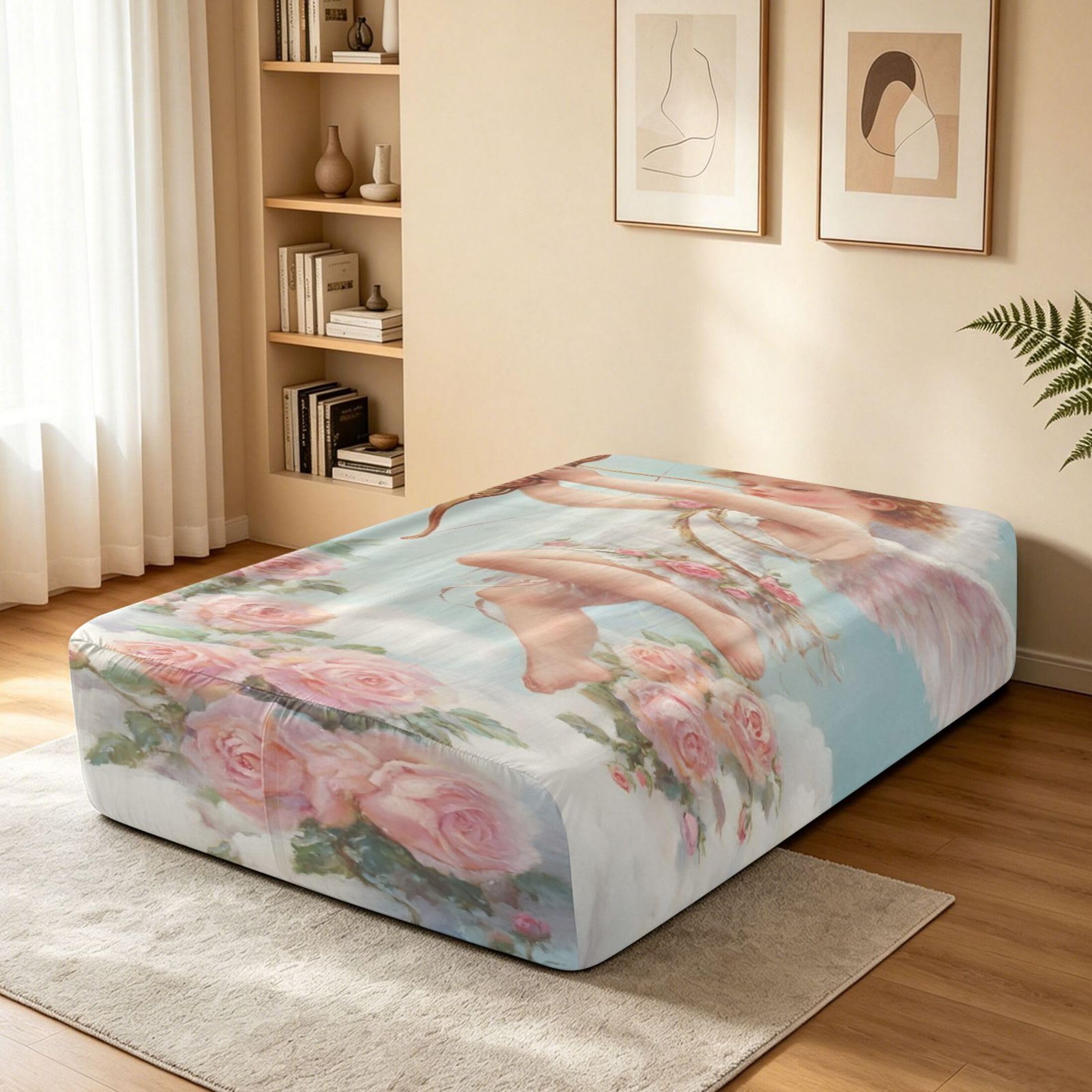 Cupido - Sábana bajera ajustable individual para colchón de aire, bolsillo extra profundo de 24 pulgadas, funda suave y transpirable con apertura de válvula de cremallera para cama de aire