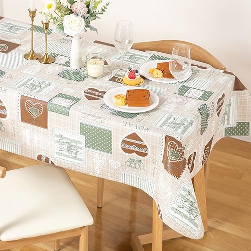 DwEllAid Mantel rectangular de vinilo de 52 x 70 pulgadas con reverso de franela, mantel para el día de San Valentín, mantel de hule 100% impermeable