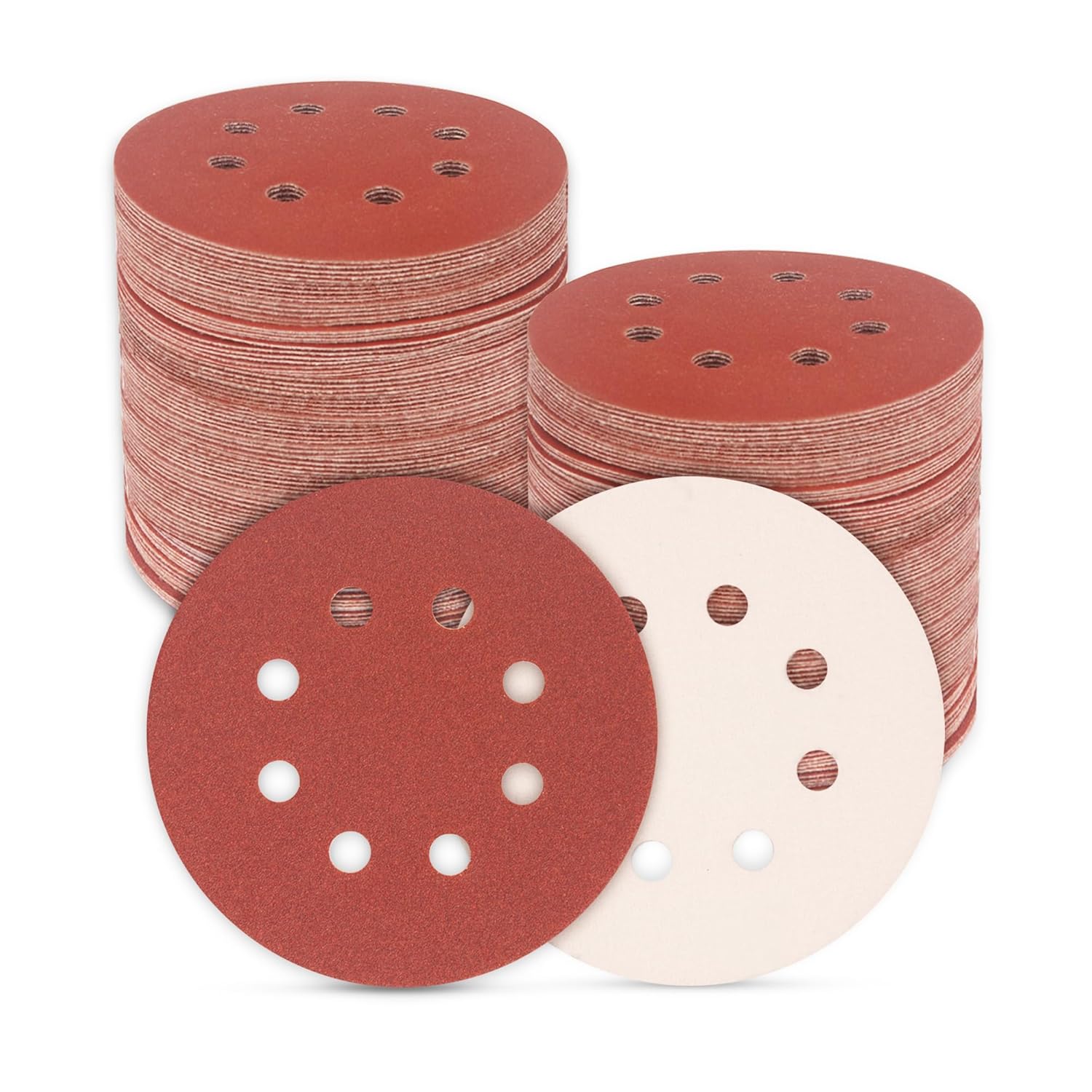 175 pcs Sand Paper 5 Inch 8 Hole Sanding Discs Hook and Loop Orbital Sander Pads 40,60,80,120,150,220,320,400,600 Grits Sandpaper for Smoothing and Finishing