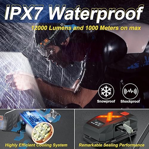 Miniatura 4 de Linterna frontal LED recargable, faros superbrillantes para cabeza, lámpara de cabeza con sensor de movimiento, 3 modos USB-C IPX7, linterna