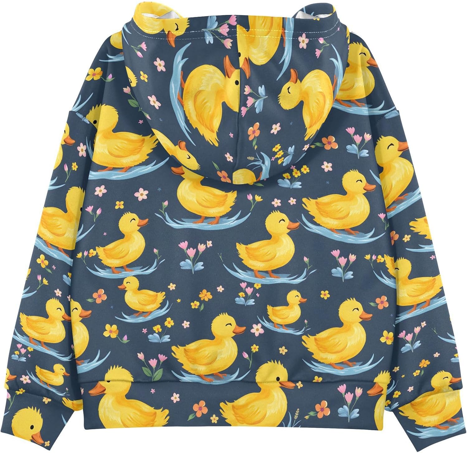 ALAZA Cute Duck Flower Hoodies Sweatshirt for Boys Girls Kids Hooded Pullover Top