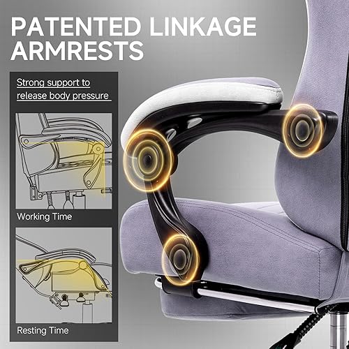 Miniatura 6 de GTPLAYER Silla de oficina, silla de escritorio para computadora de juegos, silla de tela con reposapiés, silla de oficina ergonómica de respaldo