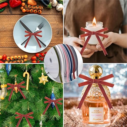 Miniatura 93 de Cinta de terciopelo caqui, cinta de terciopelo dorado vintage de 5/8 pulgadas x 25 yardas, cintas finas para adornos de árbol de Navidad, envoltura