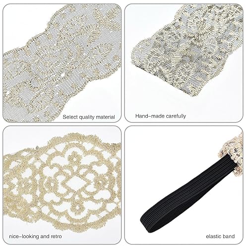 Miniatura 5 de Gejoy 7 diademas de encaje para mujeres y niñas, diadema elástica, para Halloween, elegante, ancha, turbante para el cabello, accesorios