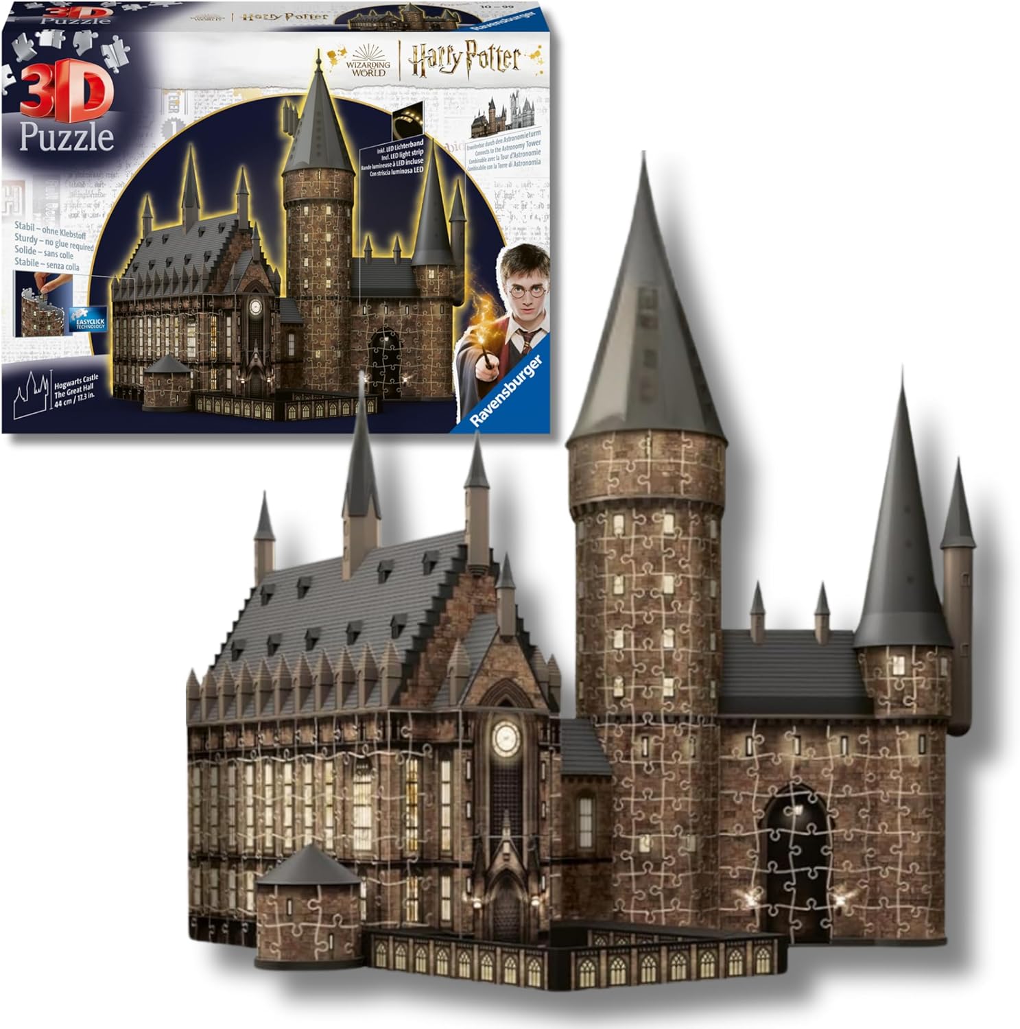 Ravensburger - Puzzle 3d Castello Di Hogwarts LED | Puzzle 3d Bambini A Partire Dagli 10 Anni | Modellismo Da Costruire Bambini Di 643 Pezzi | Regalo Bambino 10 Anni E Più