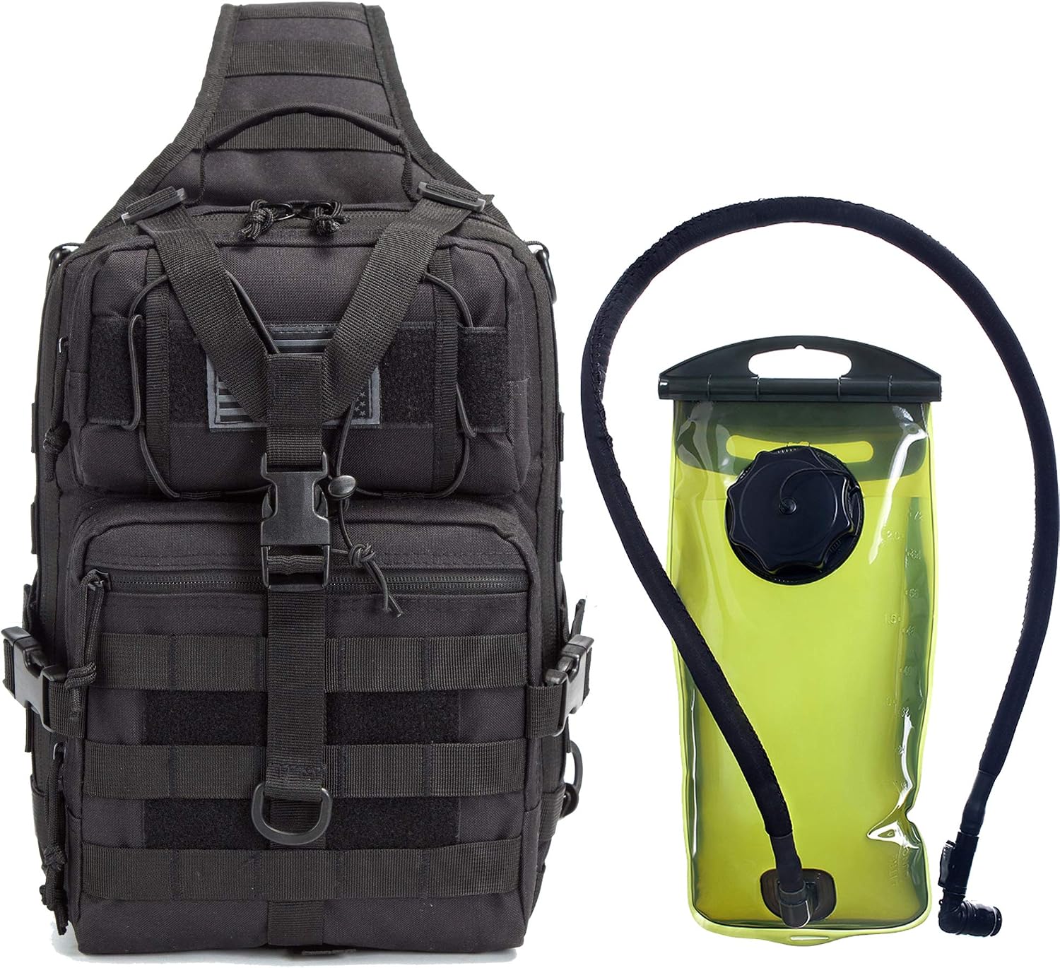 SHELCUP EDC Sling Bag Pack, Rover Shoulder Molle Backpack, with USA Flag Patch
