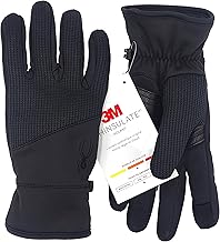 Spyder Core Conduct Gloves Touchscreen Compatible, Leather Palm Patch, 360 Degree Stretch, Sweater Knit Bonded